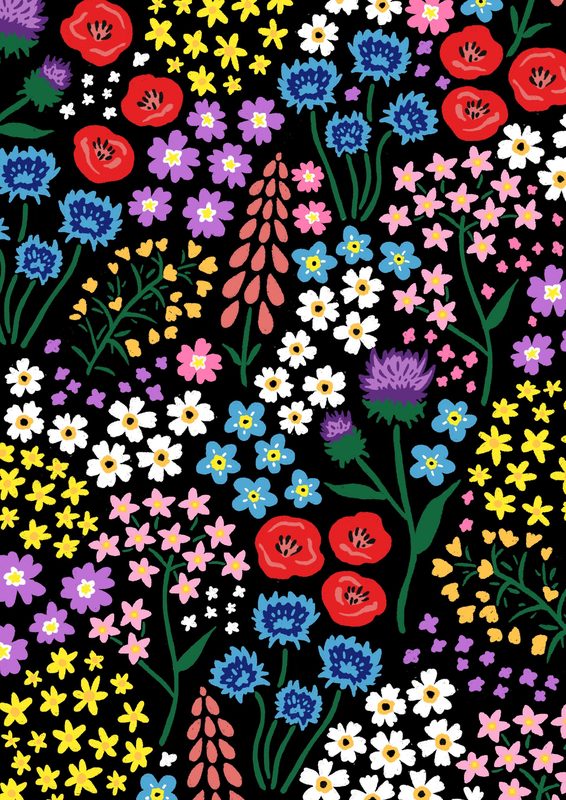 Manx flowers, repeat pattern
